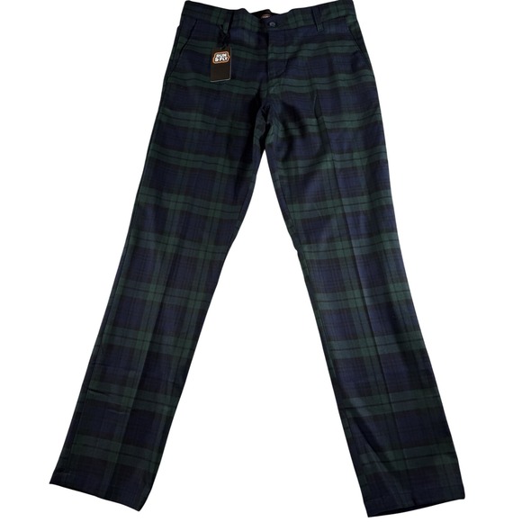 Run & Fly Pants Mens 32 Black Watch Tartan Check Slim Fit Straight Leg Punk Goth - Picture 4 of 9